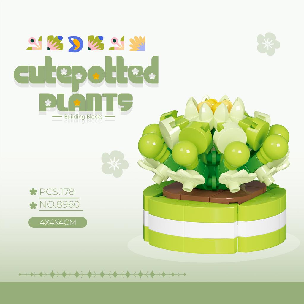 Non-Toxic Carden Toys Potted Succulent Cactus Mini Building Blocks Children Toys Flowers Blocks Thanksgiving Gifts