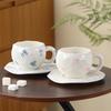 Korean Hand-Painted Ceramic Cup & Saucer Set - Creative Irregular Design for Coffee & Tea