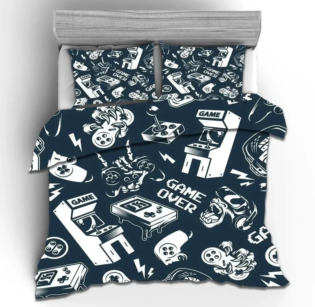 Gaming Bedding Set Gamer Room Decor Gamer Comforter Cover for Boys Kids Teen Video Games Twin Size Gamepad Polyester Quilt Cover