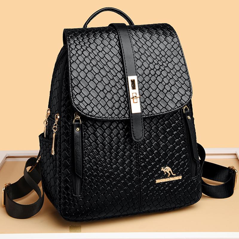 Zaini in pelle di lusso da donna per ragazze Sac A Dos Zaino casual da giorno Zaino vintage nero Borse scolastiche per ragazze Zaino Mochila