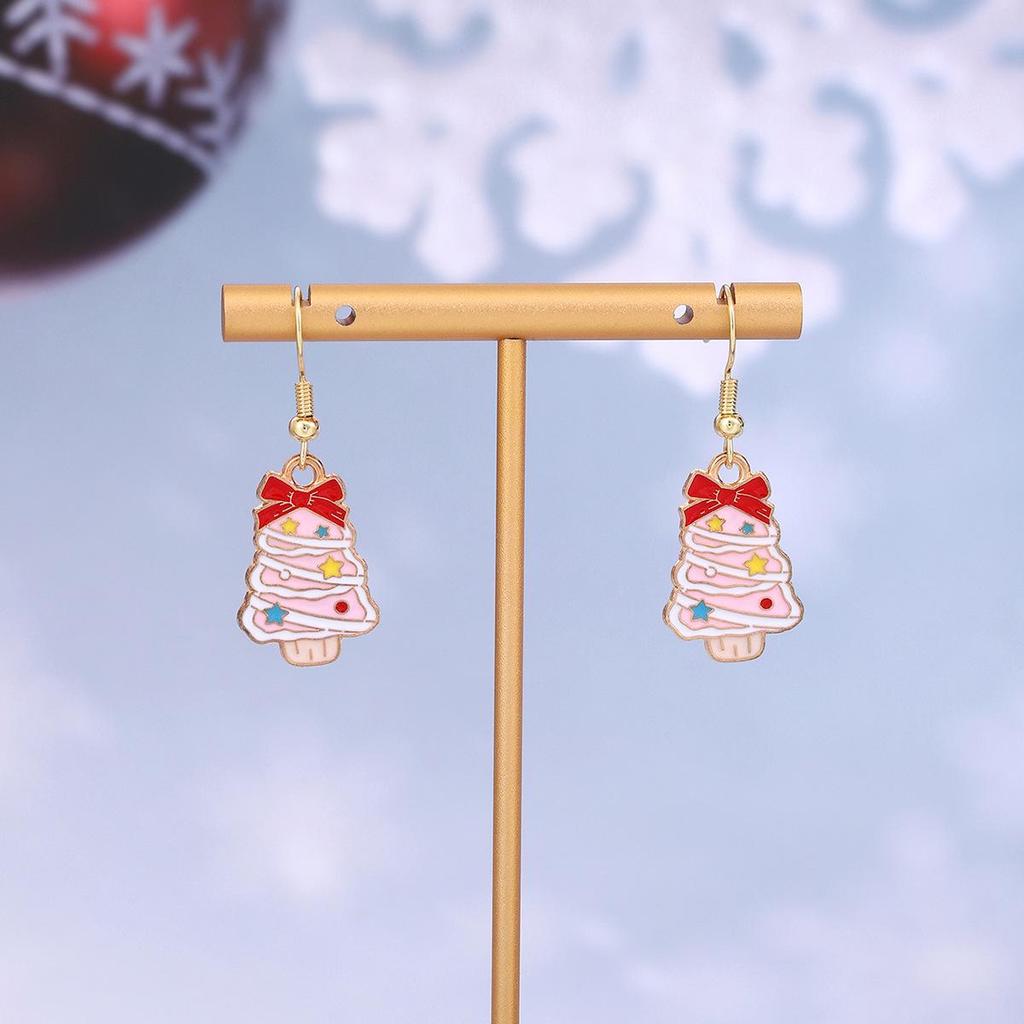 Festive Reindeer & Gingerbread Earrings: Christmas Cartoon Drip Oil Design