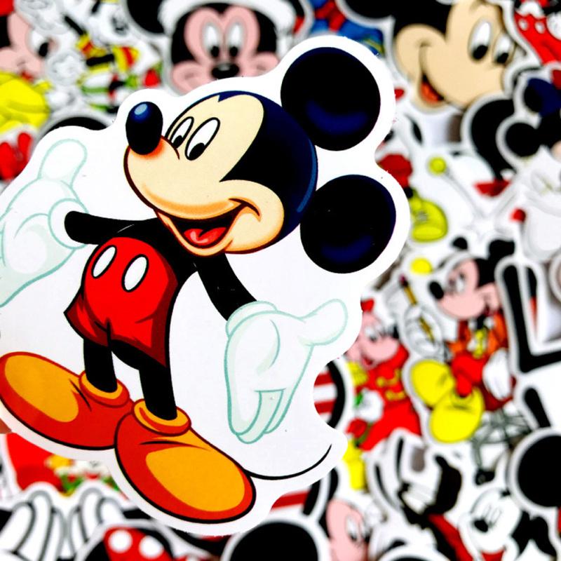 50pcs Mickey Mouse Cartoon Doodle Suitcase Computer Skateboard Stickers Decorative Decal Paster