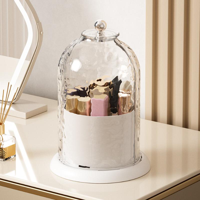 

Makeup Brush Storage Rotation 360° Powder Brush Storage Container Dustproof Lipstick Eye Shadow Dresser Table Storage Rack білий