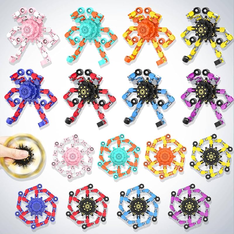 Transformable Fidget Spinners,Funny Stress Relief Sensory Fidget Toys,Deformable Chain DIY Robot Fingertip Gyros Toys Birthday Party Favors Easter