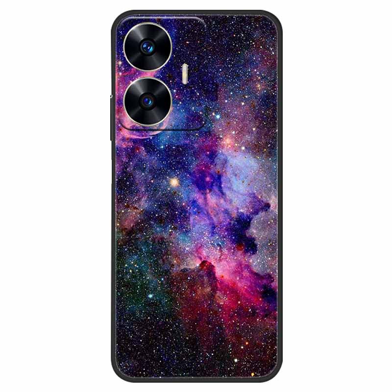 Phone Cover For Realme C55 Case Black Silicone Fundas For Realme C55 RMX3710 TPU Soft Back Coque Star Painted on RealmeC55 C 55