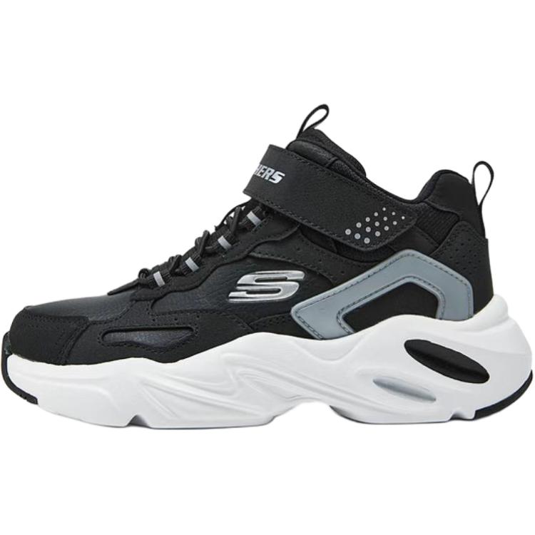 Skechers Kids Boys Fashion Comfortable Fleece Non-Slip Warm Mid-Top Casual Shoes Kids Casual Shoes Black Silver 405266L-BKSL 28.5