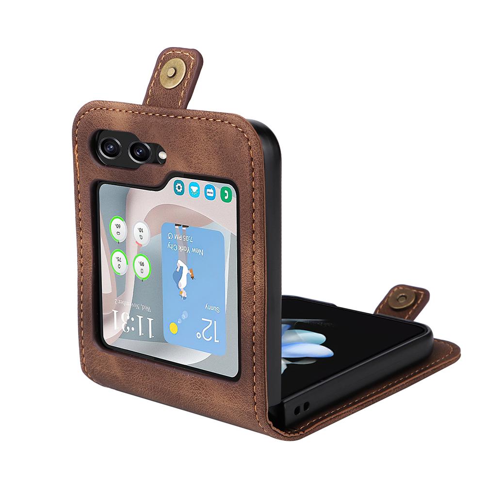 YIKATU YK-002 For Samsung Galaxy Z Flip6 5G Case Card Holders PU Leather Skin-touch Phone Cover