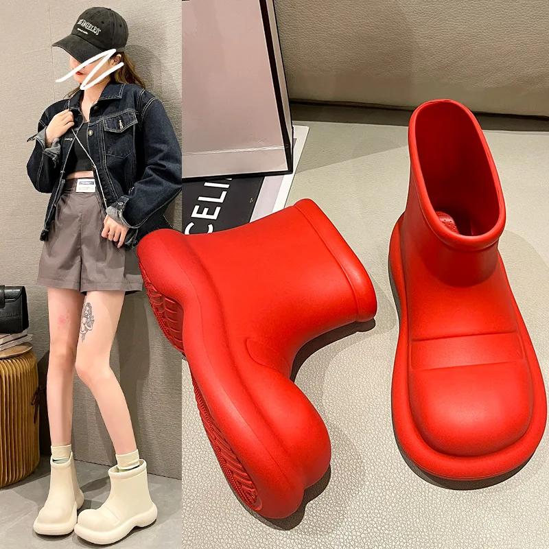 Fashion Faionable Women's Ort Rain Boots Thi Bot Outdoor Wear Waterproof Non-Slip Spring Autumn Low Cut Booties PVC Material