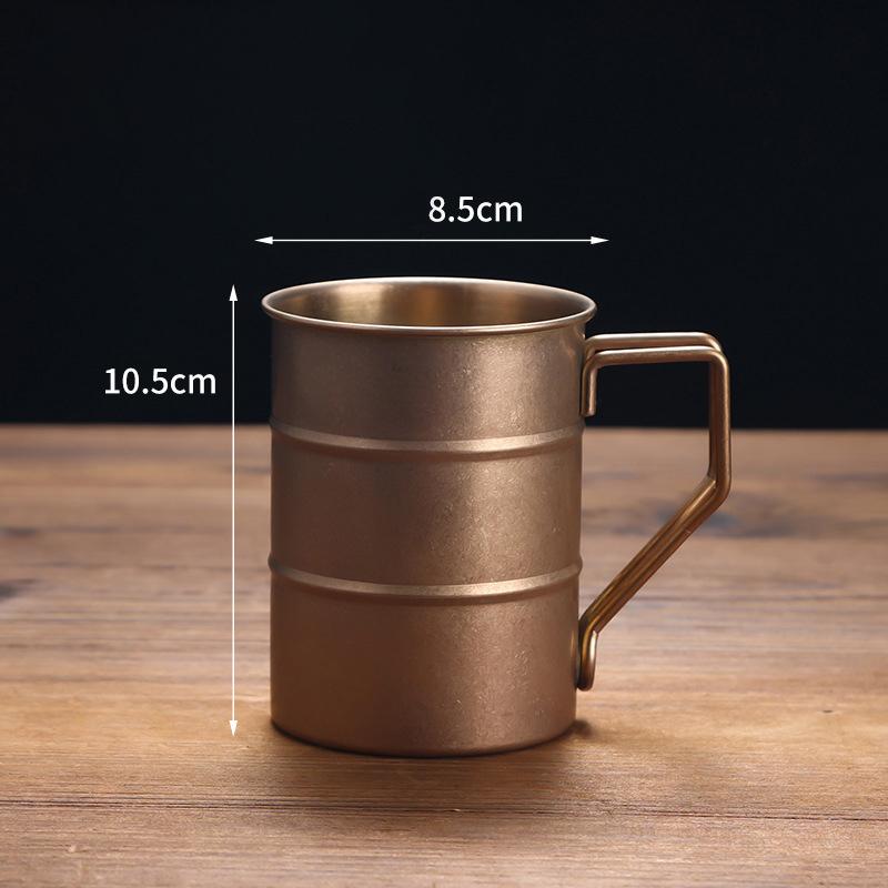 1Pc Retro Old Coffee Water Cup Industrial Style Oil Barrel Mug Outdoor Camping Picnic Beer Mug Drinking Utensils Stainless Stee
