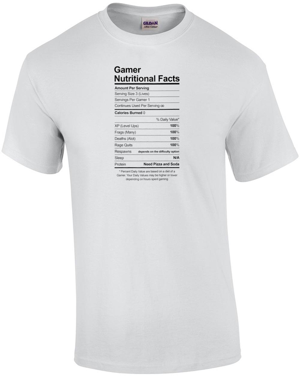 Gamer Nutritional Facts - Video Game T-Shirt Unisex T-Shirt XXXXL