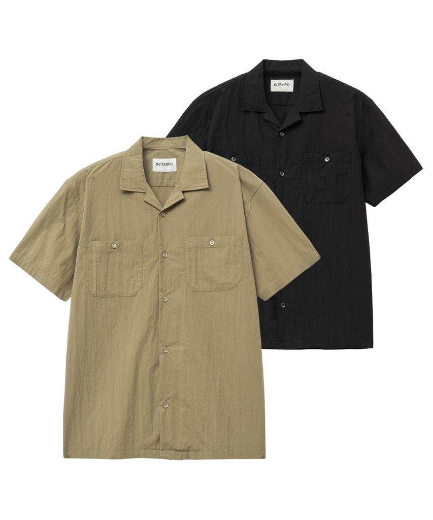 INTEMPOMOOD Uncle Open Collar Half Shirt: 2 Colors