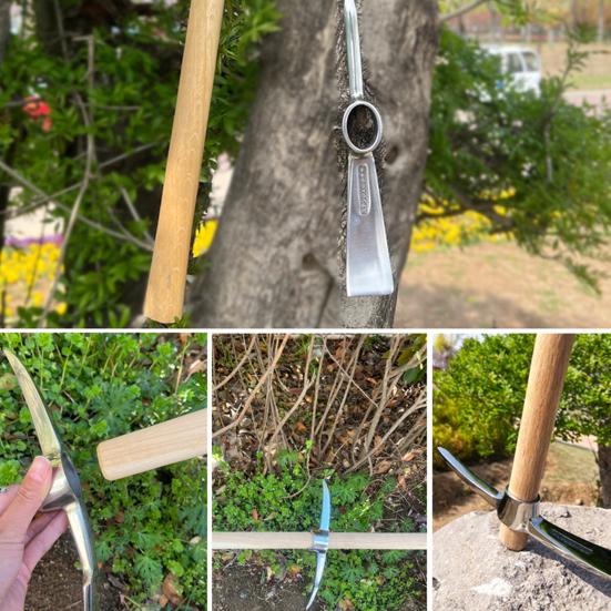 Double Headed Pickaxe Stainless Steel Dual Head Gardening Pickaxe Heavy Duty Pickaxe with Handle for Digging Weeding Planting