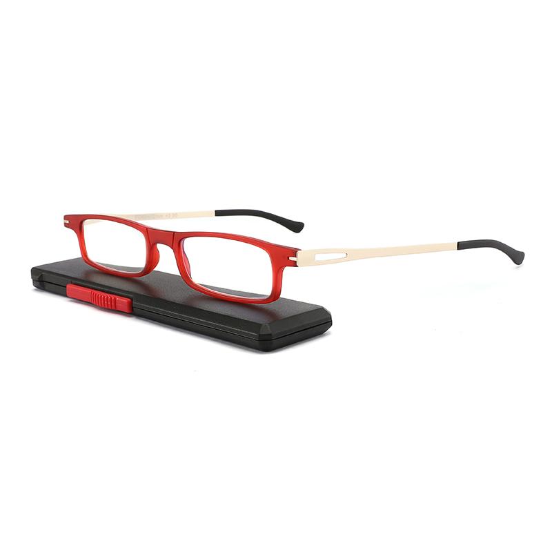 

KAEDEK Unisex New Fashion Folding Reading Glasses Portable Anti Eyestrain Blue Light Blocking Readers Glasses With Box +200