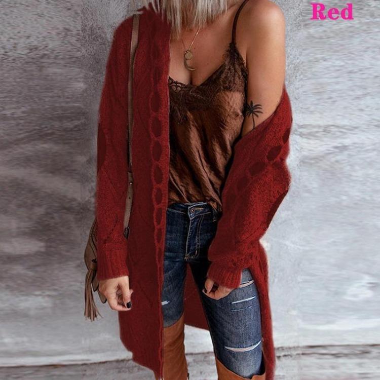 

Vintage Elegant Women s Cardigan Sweater Coat Hooded Casual Overcoat Long Sleeve Autumn Winter Sweaters S красный
