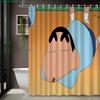 Crayon Shin-Chan Funny Upside Down Scene 2D Print Waterproof Shower Curtain, Orange Bathroom Decor With Hooks