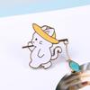 Metal Design Cat Fishing Brooch Cartoon Design Enamel Finish Cartoon Cat Pin Cute Animal Chain Pendant Creativity Brooch