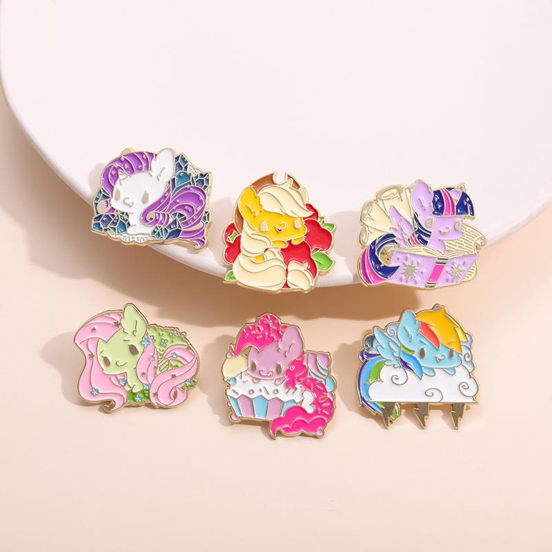 Little Horse Enamel Pins Custom Colorful Hair Brooches Lapel Badges Cartoon Animal Funny Jewelry Gift for Kids Friends
