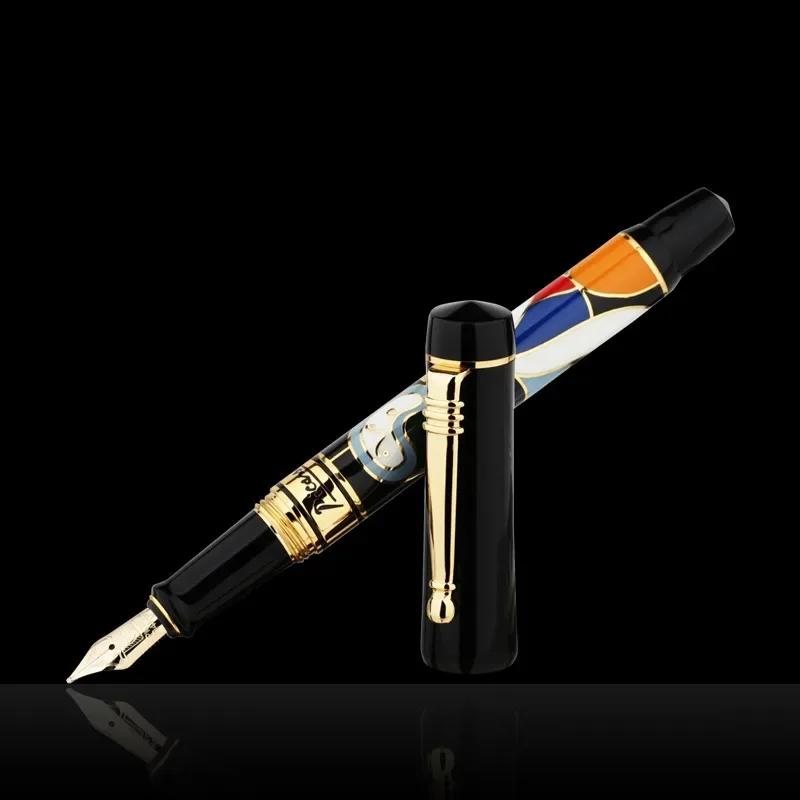 Pimio 90 Series Fountain Pen Luxury Pens Writing Calligraphy Practice 14K Gold Fine Nib School Office Supplies Stationery Gift (as the picture,F(14K Gold))