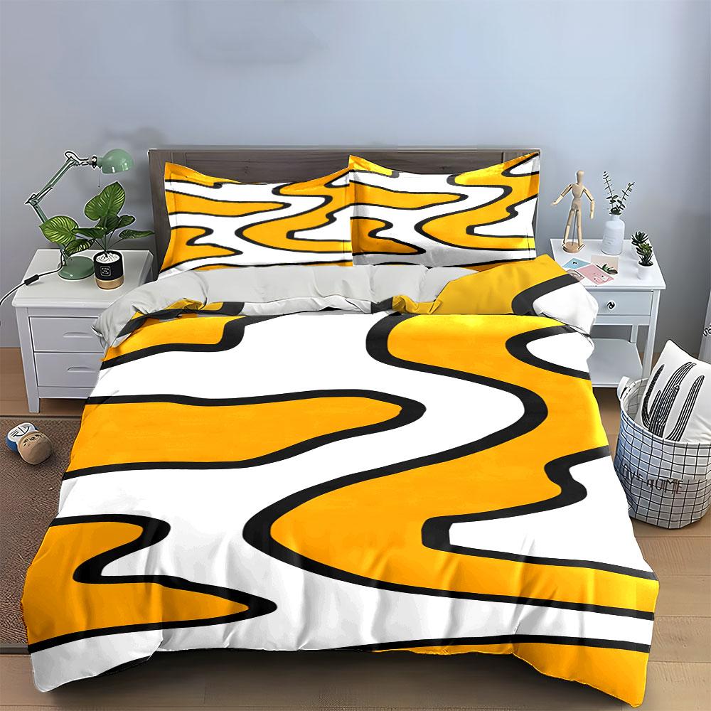 Abstract black wavy lines. Bedding sets Duvet cover sets Duvet covers Pillowcases(1*Duvet Cover 2*Pillowcases without duvet insert)