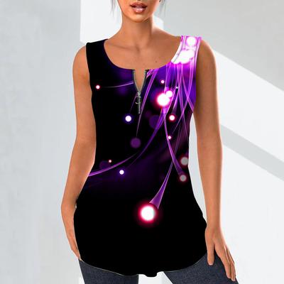 Camisetas de Moda para Mujer con Cuello en V Tops Casuales Camiseta para Dama Estampado 3D de Luciérnagas Chaleco Talla Grande Blusa sin Mangas Camisetas de Tirantes
