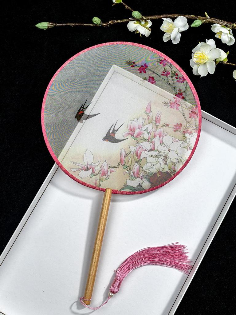 Translucent Ancient Style Round Dance Fan for Hanfu Costumes - Women's Classical Chinese Craft Fan