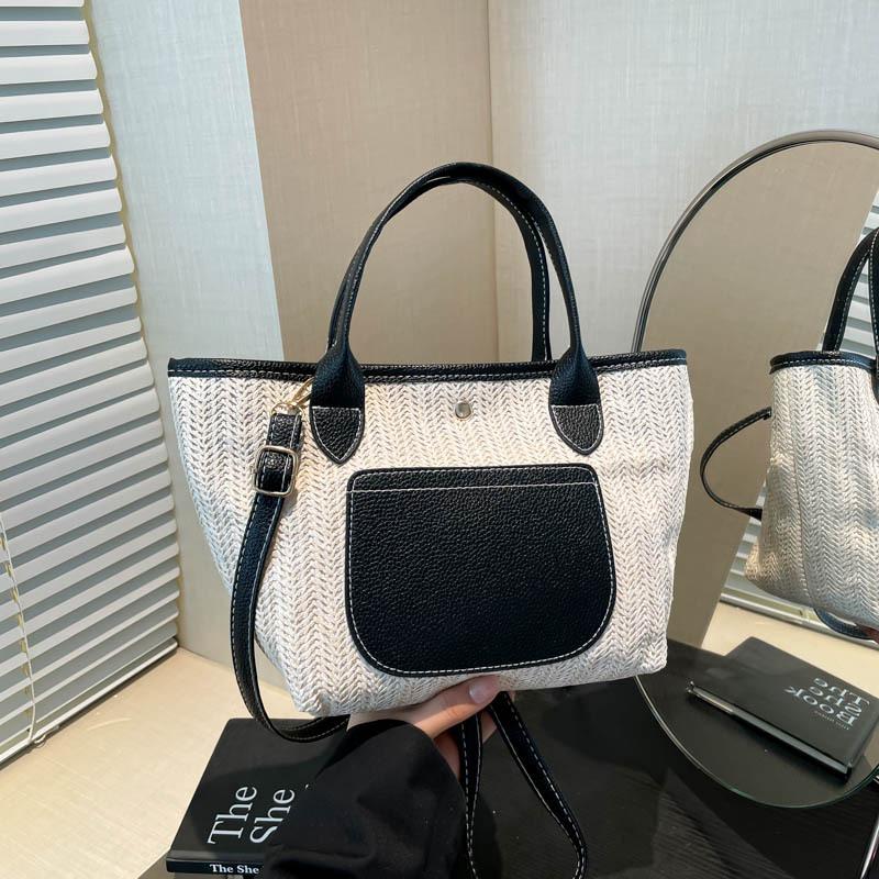 

Fashion hand carry chain straw small bag women s 2025 new trendy bucket bag woven underarm shoulder bag tote bag чёрный