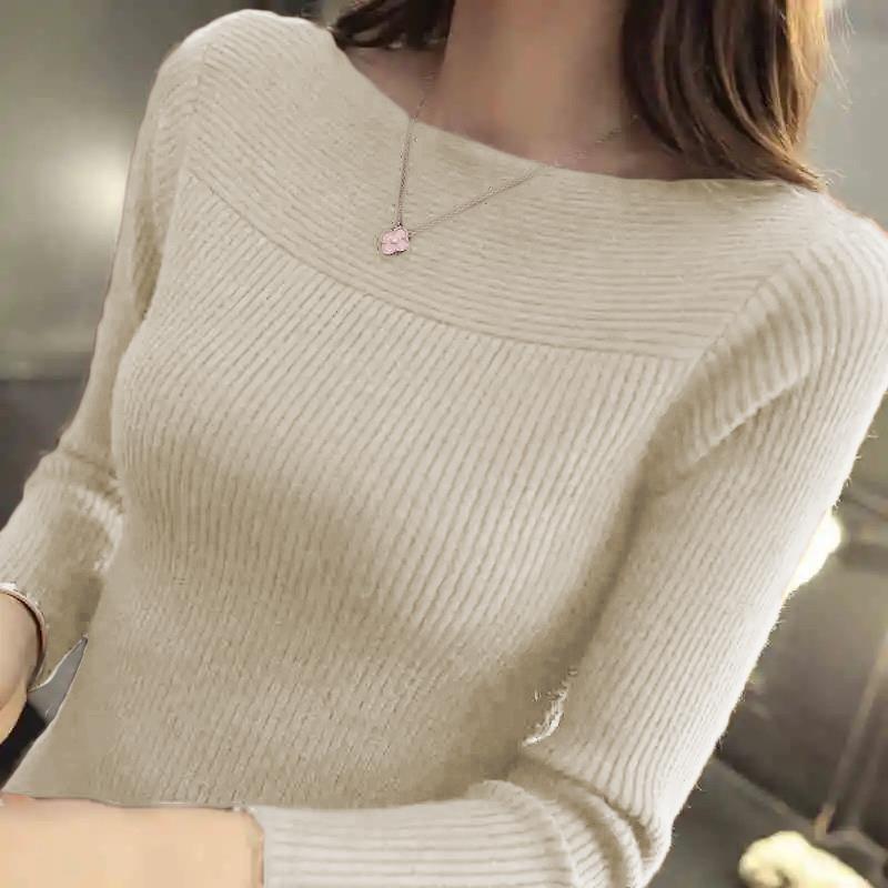 New Long Sleeve Pullover Knitted Women Sweater Casual O Neck Bottoming Shirt Simple Fashion Elegant Inner Spring Autumn Top Slim Fit Knitted Sweaters