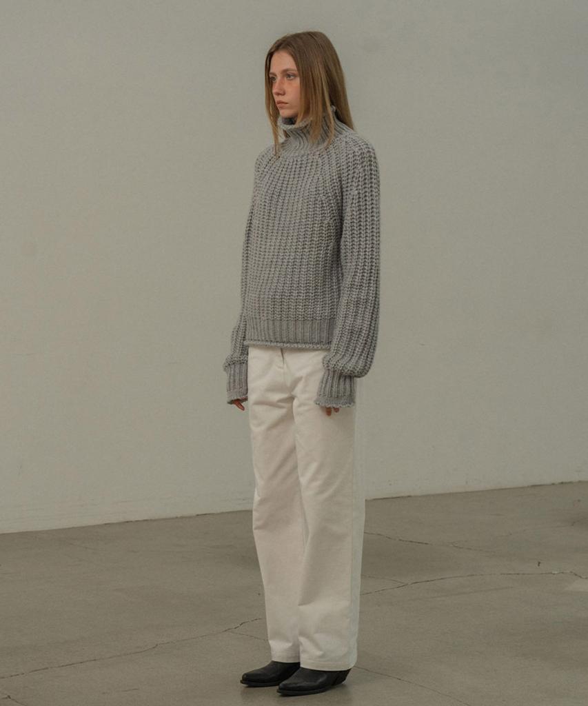 Mosyupamosyu Wool Hacci Turtleneck Knit [Gray]
