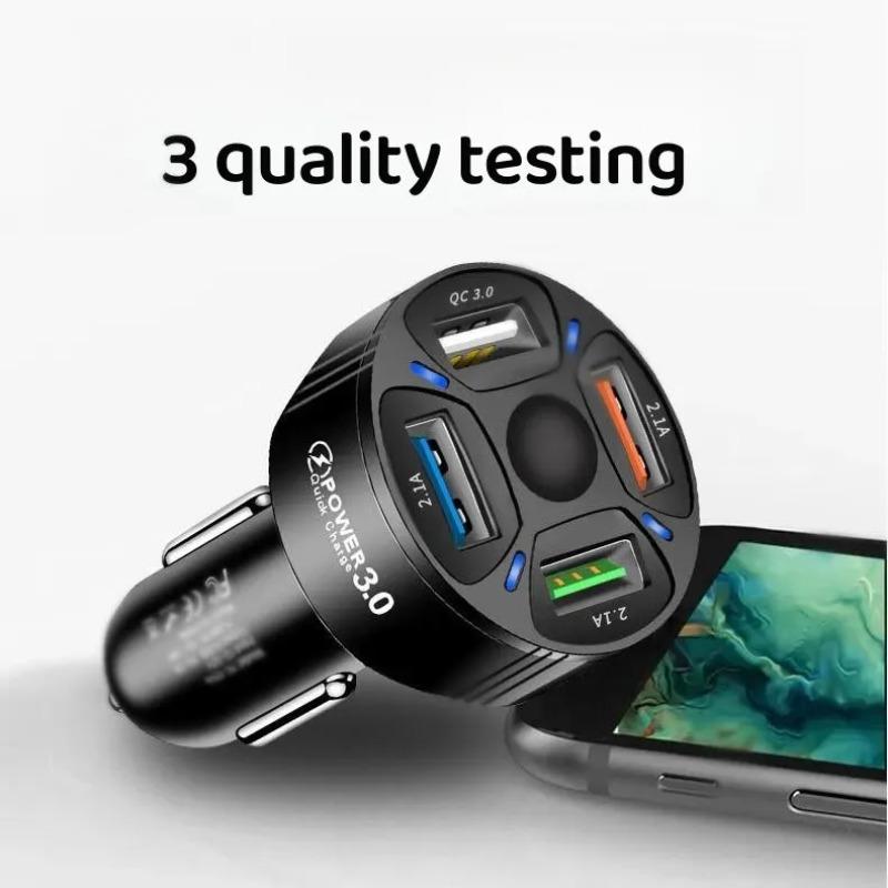 35W USB Car Charger 5.4A 4Ports Fast Charging Phone Adapter for IPhone 16 15 14 IPad Xiaomi 14 Huawei P60 Samsung Quick Charger 3.0