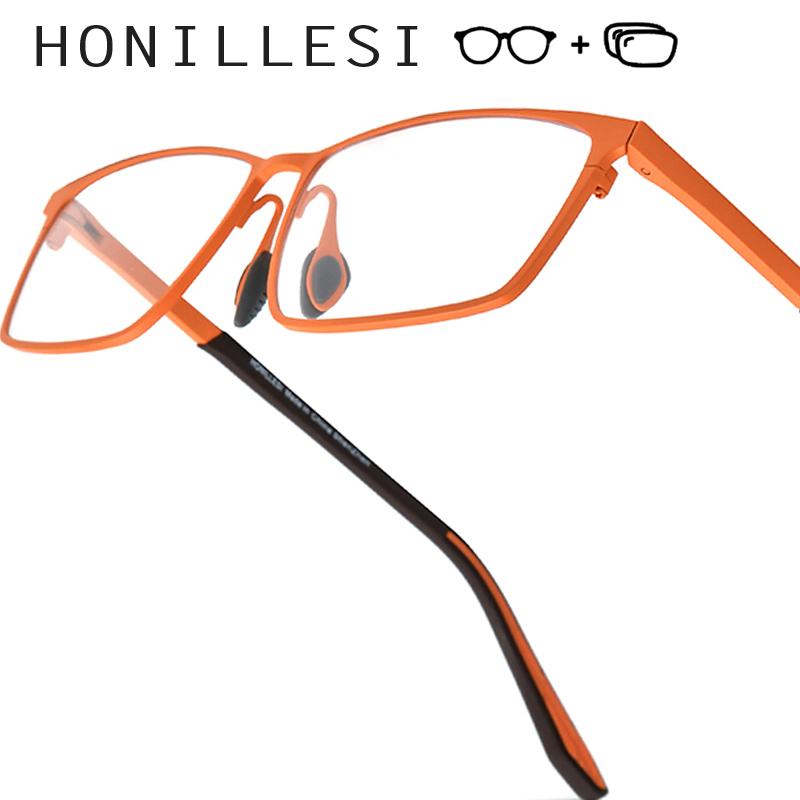 

HONILLESI Progressive Prescription Glasses Custom Photochromic Myopia Optical Lens Eyewear Men Square Eyeglasses Titanium Frames Single Version&1.56&None оранжевый