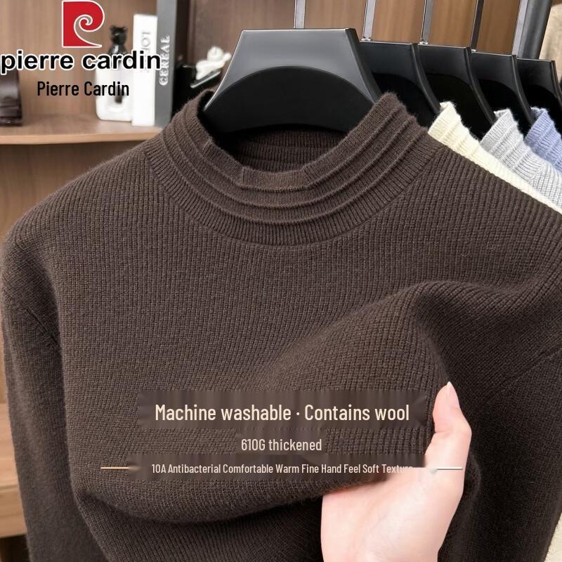 Pierre Cardin Men's Thickened Half-High Collar Knit Sweater