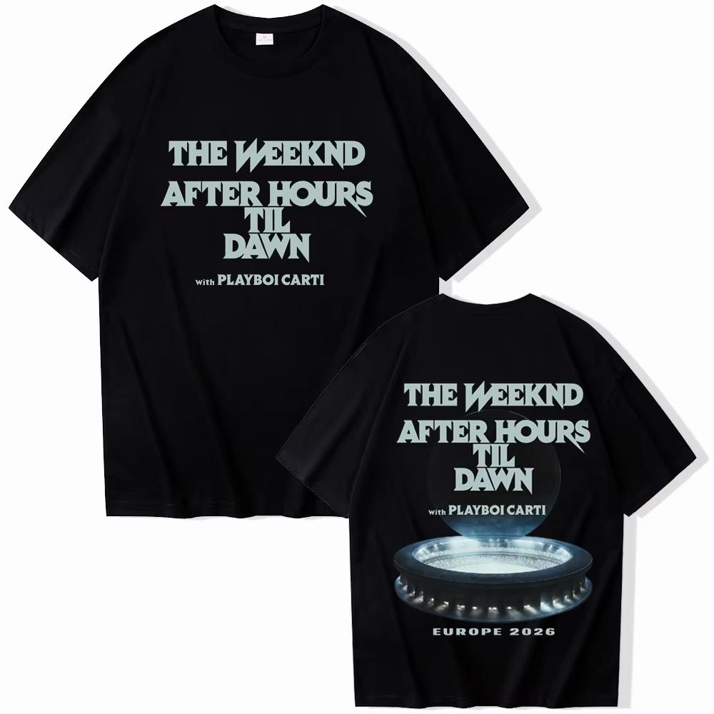 2026 New THE WEEKND Late Night Till Dawn European Tour Graphic Print Tshirt Luxury Shortsleeved Round Neck Casual Tshirt