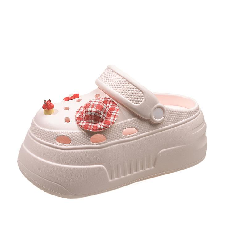 Super thick-soled hole shoes for women's summer wear 2025 new cute seaside non-slip beach bag head sandals for women