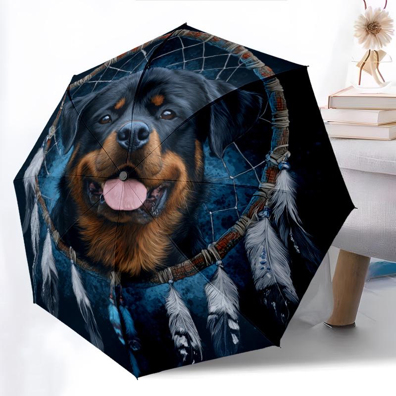 0106 Wzór łapacz snów pies, automatyczny parasol składany, przenośna i składana konstrukcja, 8 żeber, prezent na Boże Narodzenie lub urodziny.