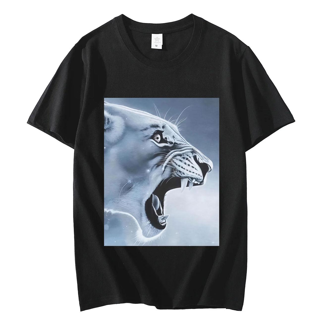 

Fun and Angry Lion Emoji Pattern T-shirt, Comfortable and Casual Summer Short-Sleeve T-Shirt Women Clothing Fashion Personali... S разноцветный