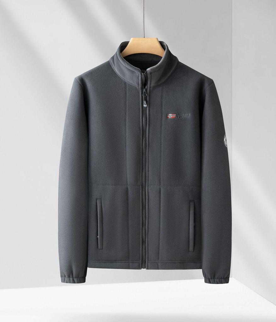 Norwegian Single Plus Velvet Thickened Men's Polar Fleece Jacket - Autumn/Winter Warm Loose Fit, Large Size