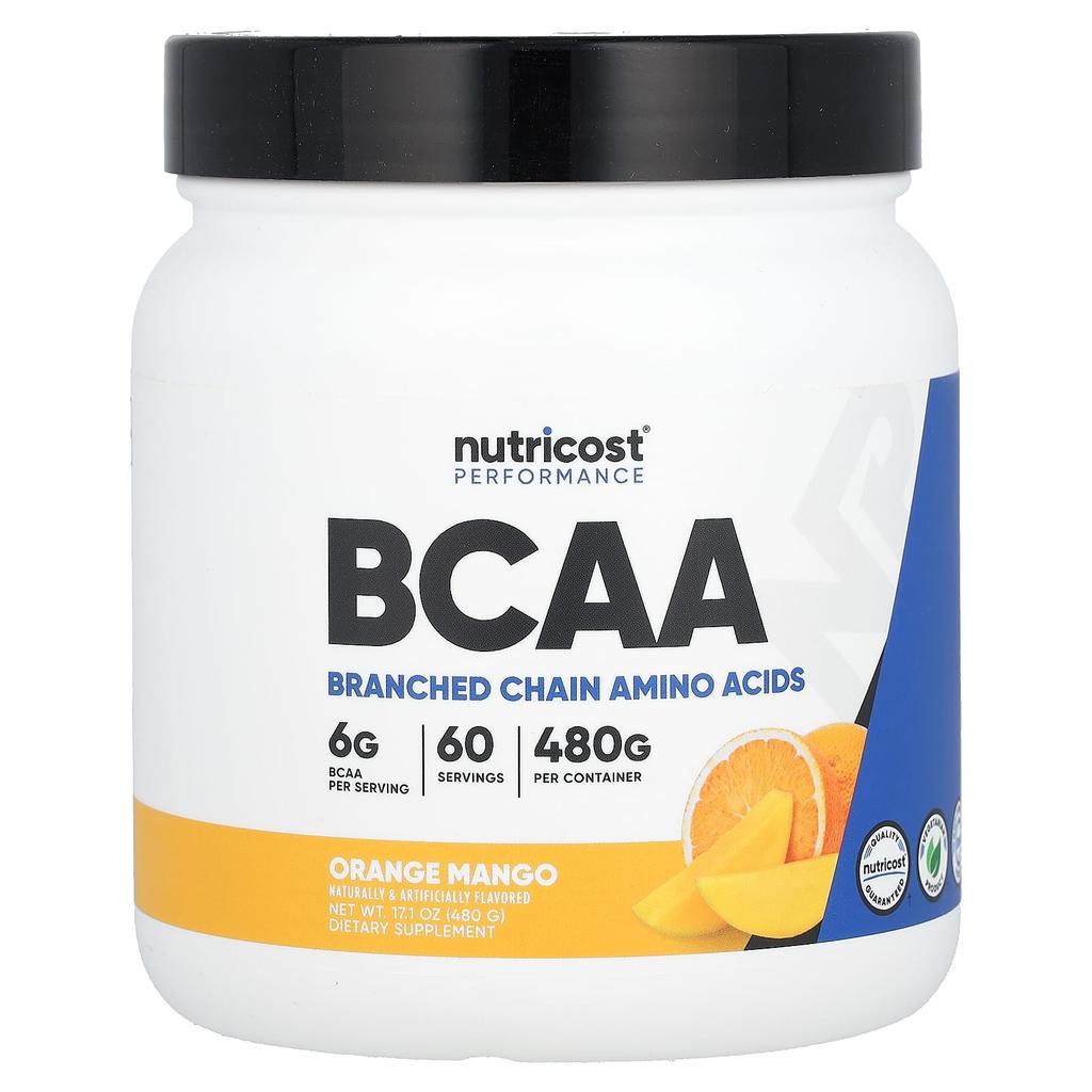 Nutricost Athletic Performance, BCAA, Orange Mango, 17.1 Oz (480 G)
