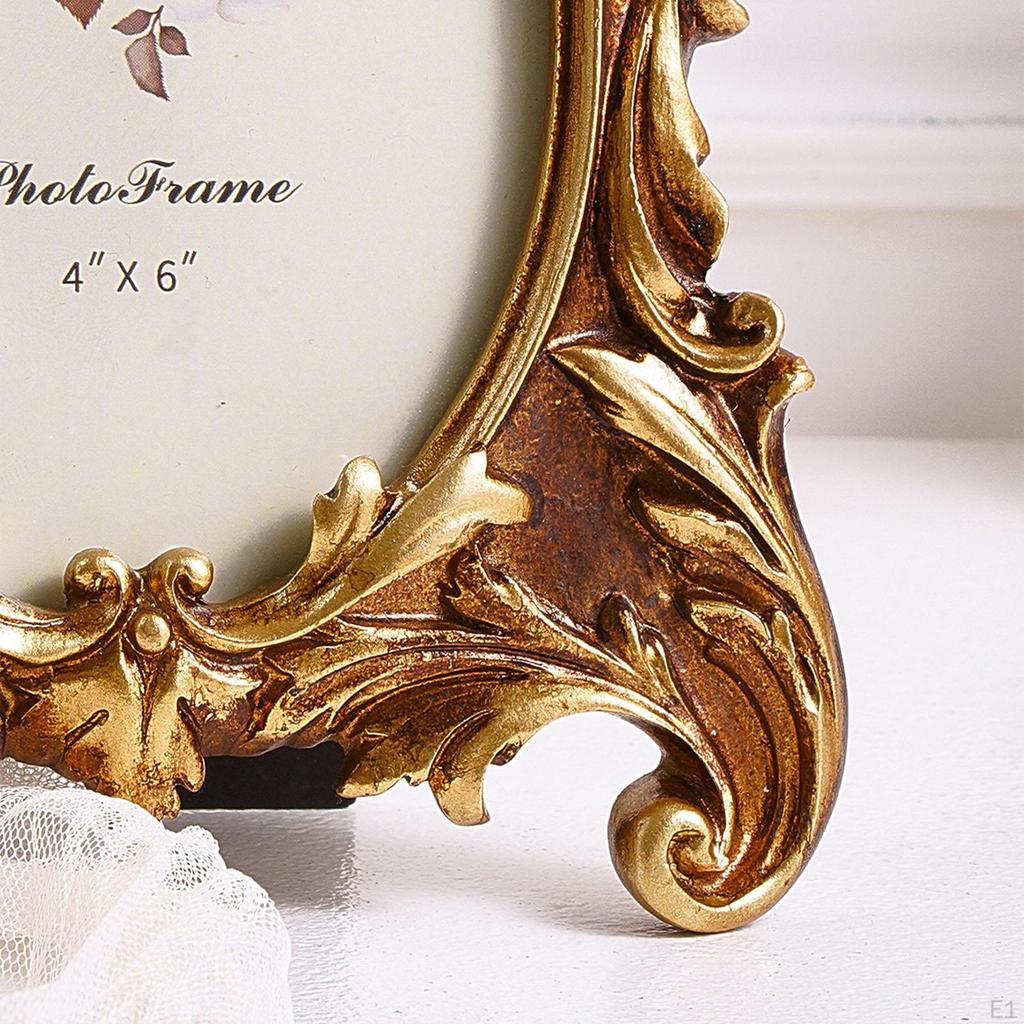 Retro Picture Frame Embossed Photo DIY European Tabletop Decoration Holder for Countertop