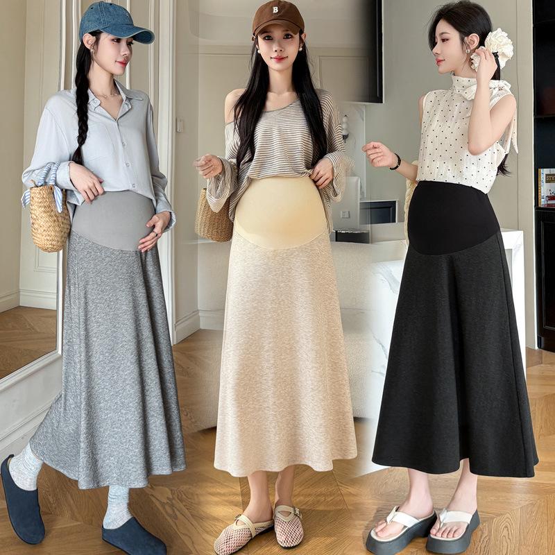 

2026 Spring High-Waisted Maternity Support Skirt - Loose, Simple Design with Large Hem L чорний