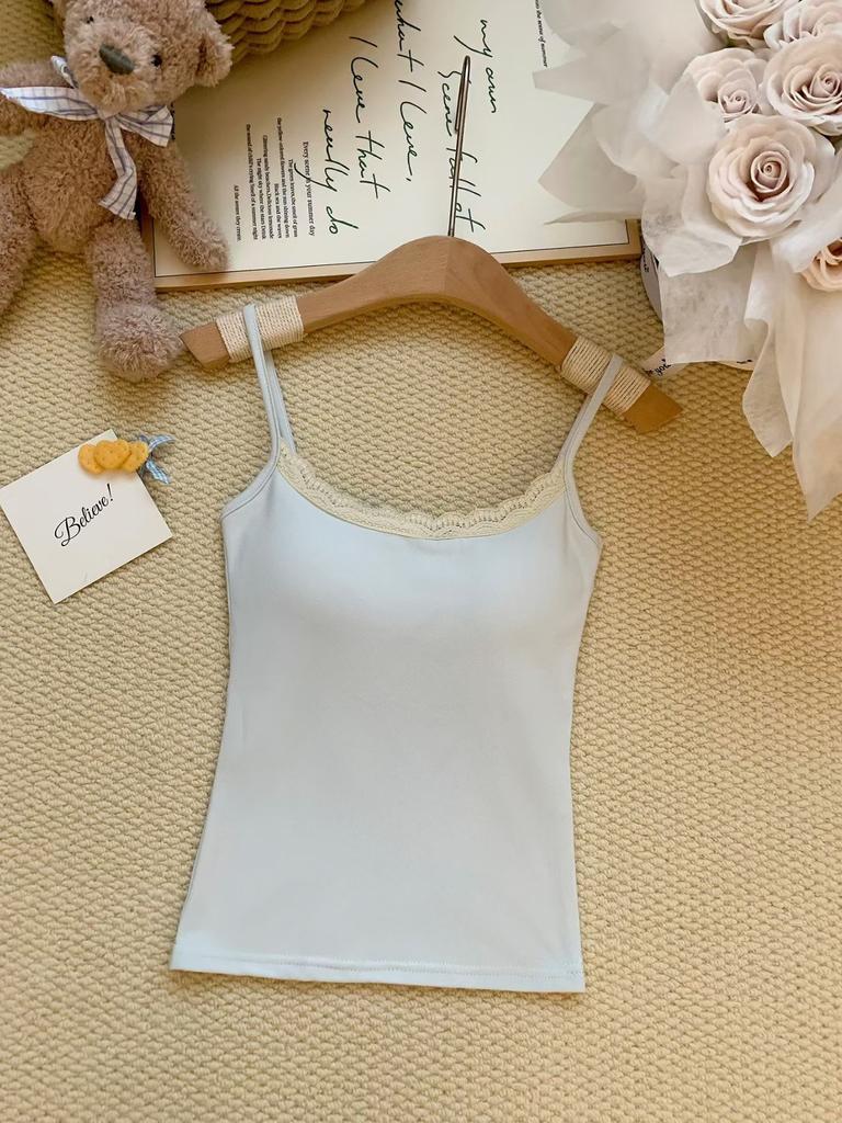 Pure lace polished sling vest for women with chest pads in autumn and winter, expanding the chest to keep warm, wearing a tube top inside