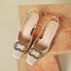 French Style Baotou Sandals for Women in The Summer of 2026 Empty Single Shoes with A Single Buckle and Square Toe High Heels