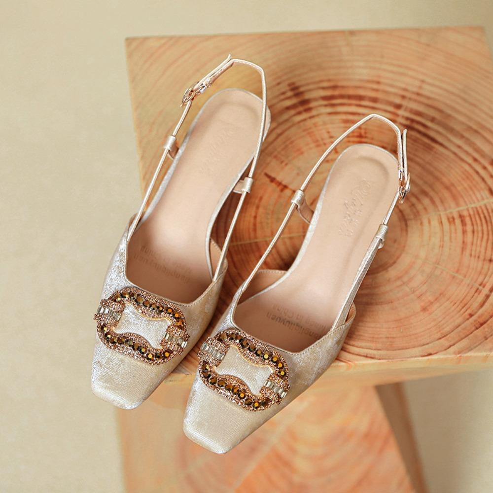 French Style Baotou Sandals for Women in The Summer of 2026 Empty Single Shoes with A Single Buckle and Square Toe High Heels