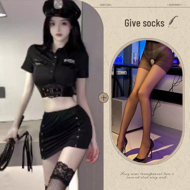 Provokativní policistka a sekretářka cosplay spodní prádlo s otevřeným rozkrokem
