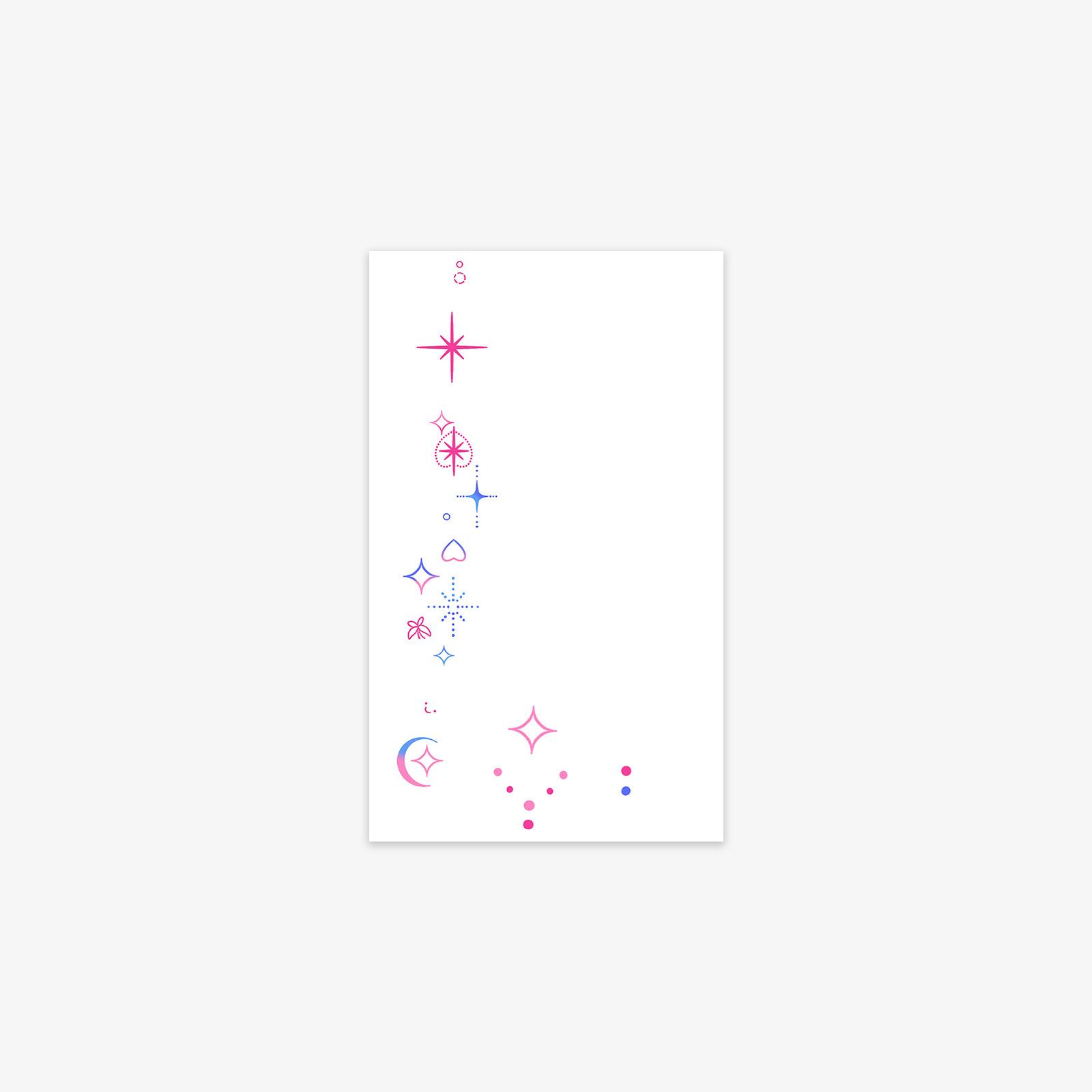 High Value, Romantic, Simple And Beautiful, Small Fresh Color Stars, Moon Finger Tattoo Sticker 9*15CM