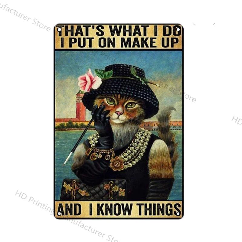 Cute Cat Wall Poster Pet Decor For Kitchen Vintage Tin Sign Metal Plates Home Decoration Modern Bar Accessory Restaurant Garden