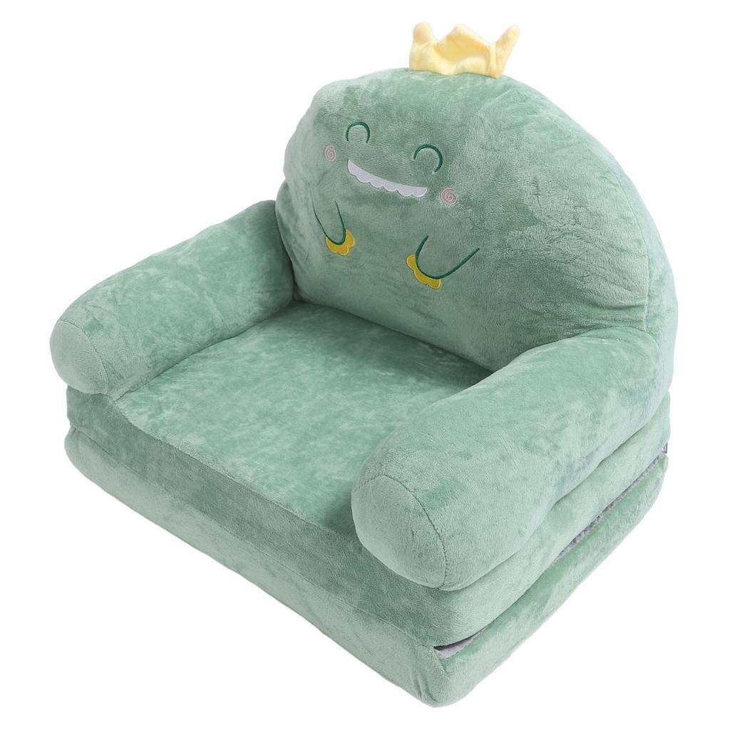 Kinder Sofa Cartoon Grüner Dinosaurier Faltbar Breiter Griff Weich Atmungsaktiv Kleinkind Stuhl zum Lesen Entspannen Schlafen