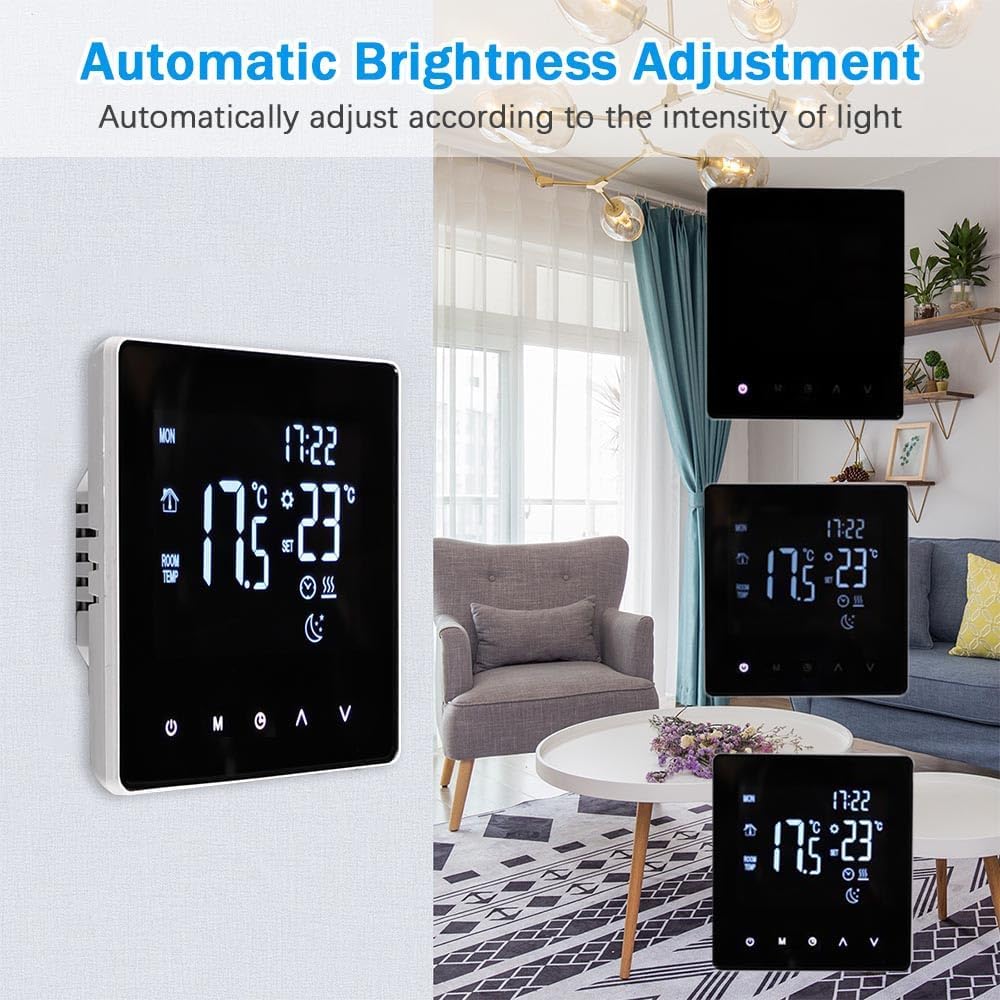 Wi-Fi Smart Thermostat Temperature Controller for Electric Heating LCD Display Touch Screen Week Programmable App Control Underfloor Heating