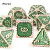 7 Pcs Green Golden Dragon Metal Dice Solid Metal Polyhedral Dice Set Suitable For Role-Playing Dice PropBoard Game Gift