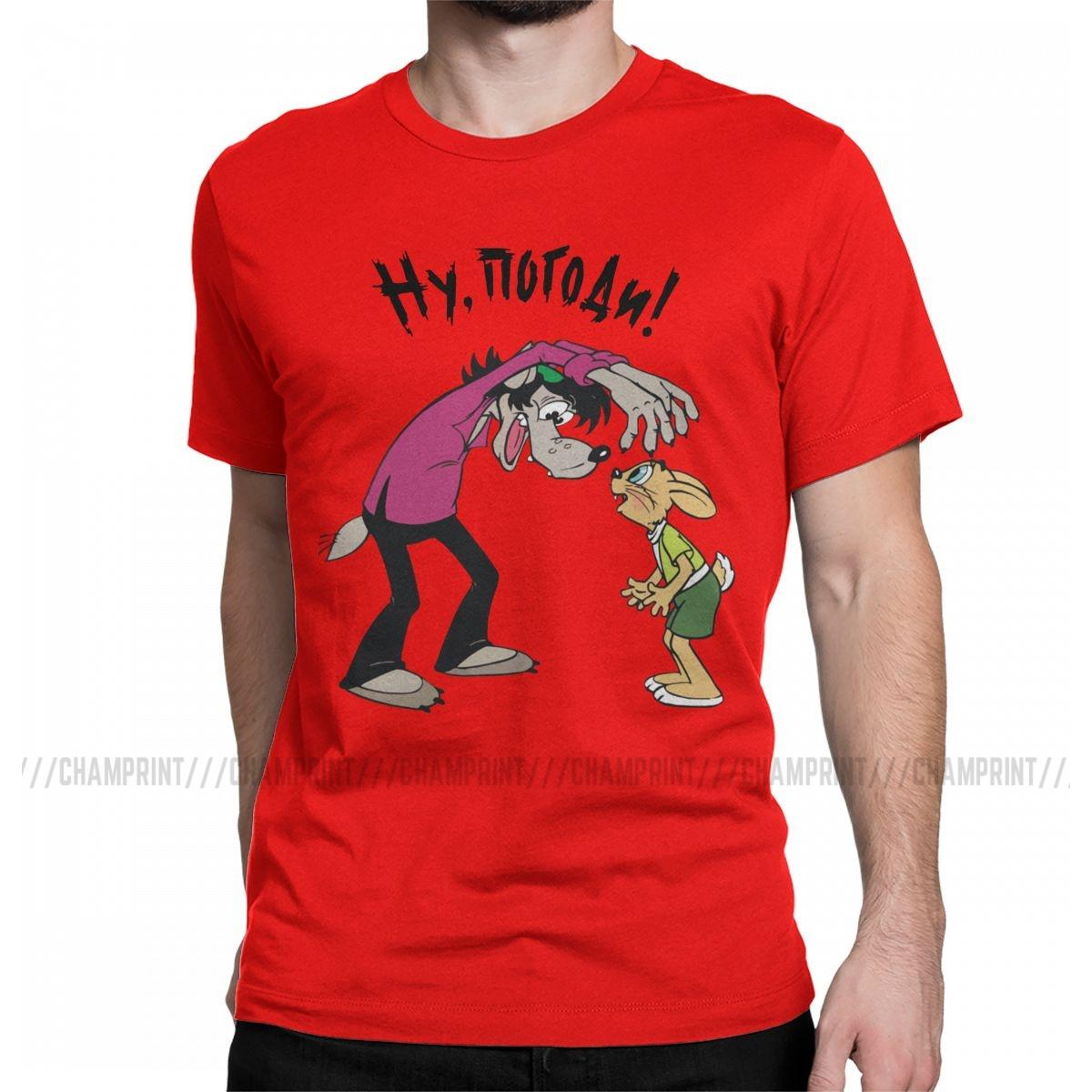 Nu Pogodi Wolf And Rabbit T Shirts Men s 100% Cotton Fun T-Shirt O Neck Russian Tees Short Sleeve Clothing Printing S