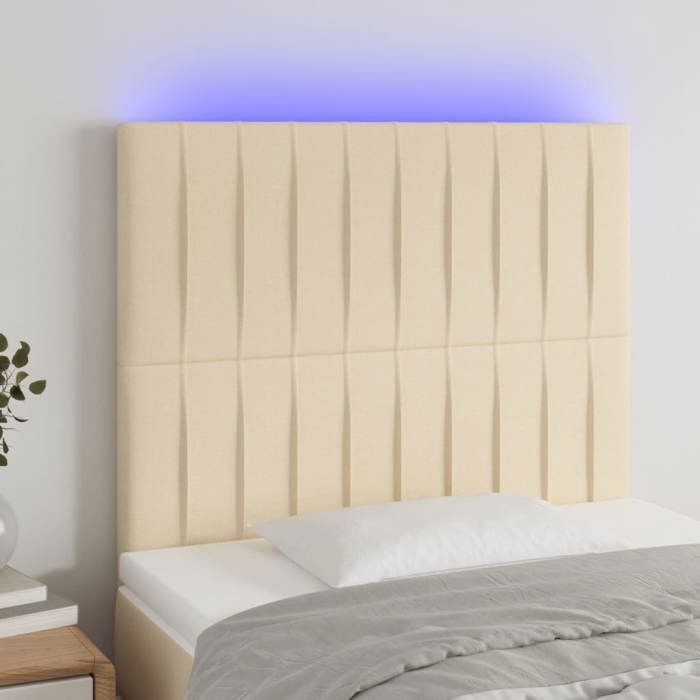 VidaXL Tête de Lit à LED Meuble de Chambre à Coucher Accessoire de Lit Simple Tête de Cadre de Lit Intérieur Crème 3122657